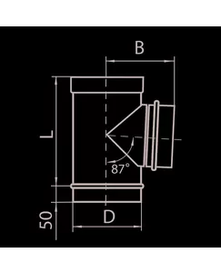 Тройник дымохода одностенного (угол 87 град), нерж.