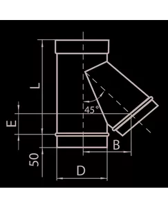 Тройник дымохода одностенного (угол 45 град), нерж.